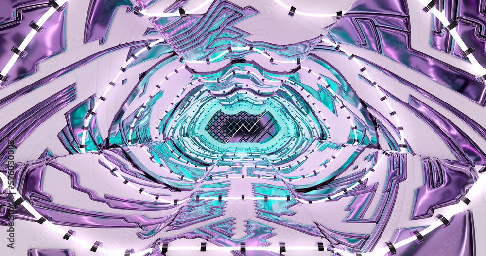 Poster 3d rendering. spaceship or laboratory corridor in bright light. high tech. futuristic design.