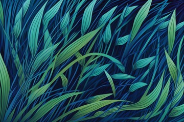 Abstract blue color grass background. Colored background. Generative AI