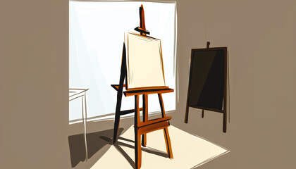 Blank easel for drawing, copy space, generative AI.
