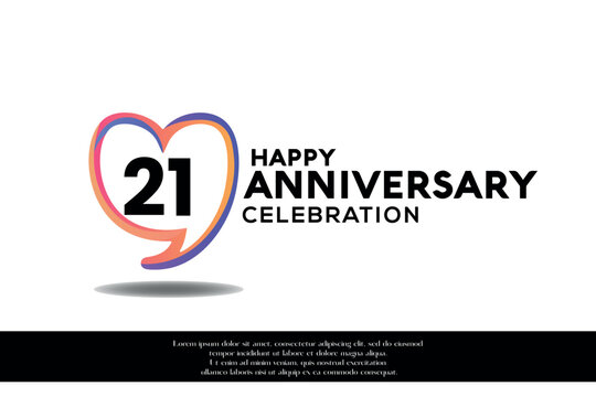 Vector 21st anniversary logo background design with gradient elements heart shape vector illustration 