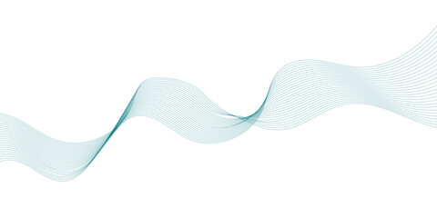 Abstract frequency sound wave blue lines and twisted curve lines on transparent background.
