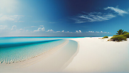Fototapeta na wymiar A panoramic image of a tropical beach