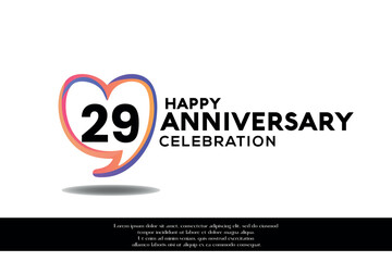 Vector 29th anniversary logo background design with gradient elements heart shape vector illustration 