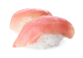 Delicious nigiri sushi with tuna isolated on white