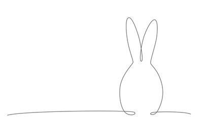 Easter bunny continues line hand draw element. Vector stock illustration minimalism design isolated on white background. Editable stroke single line. 