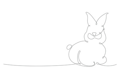 Easter bunny continues line hand draw element. Vector stock illustration minimalism design isolated on white background. Editable stroke single line. 