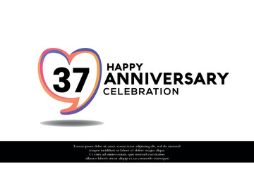 Vector 37th anniversary logo background design with gradient elements heart shape vector illustration 