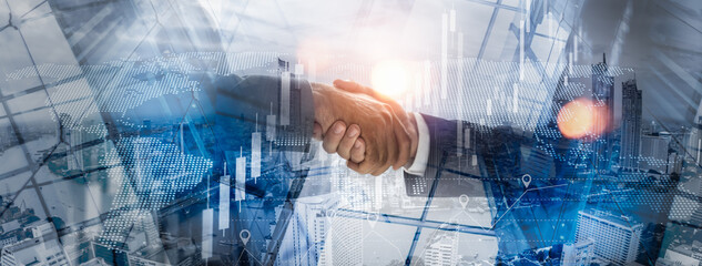 Businessman handshake for teamwork of business merger and acquisition,successful negotiate,hand...