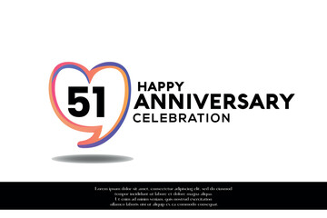 Vector 51st anniversary logo background design with gradient elements heart shape vector illustration 