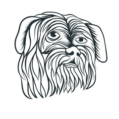 Black and white dog head logo illustration