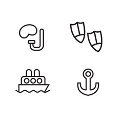 diving icon stroke tour camping vacation editable illustration set