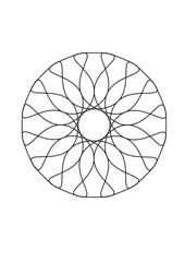 rosette aus schleifenförmigen schwarzen linien, die im zentrum einen kreis und einen stern bilden