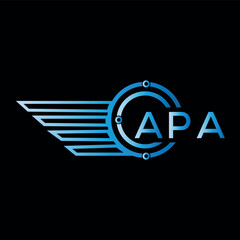 APA logo, letter logo. APA blue image on black background. APA technology Monogram logo design for entrepreneur best business icon.
 - obrazy, fototapety, plakaty