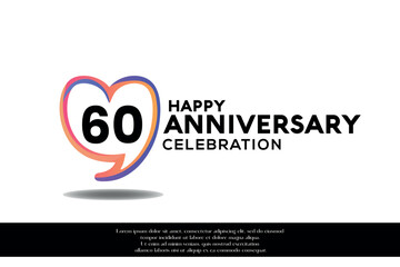 Vector 60th anniversary logo background design with gradient elements heart shape vector illustration 