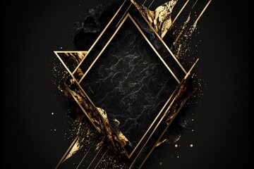 Abstract golden futuristic background. Combinations of black and golden colors, interesting concept idea, cubism, high resolution, art, generative artificial intelligence