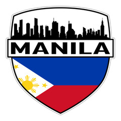 Manila Philippines Flag Skyline Silhouette Manila Philippines Lover Travel Souvenir Sticker Vector Illustration SVG EPS AI