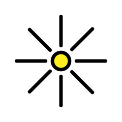 Sun line icon isolated on white background. Black flat thin icon on modern outline style. Linear symbol and editable stroke. Simple and pixel perfect stroke vector illustration.