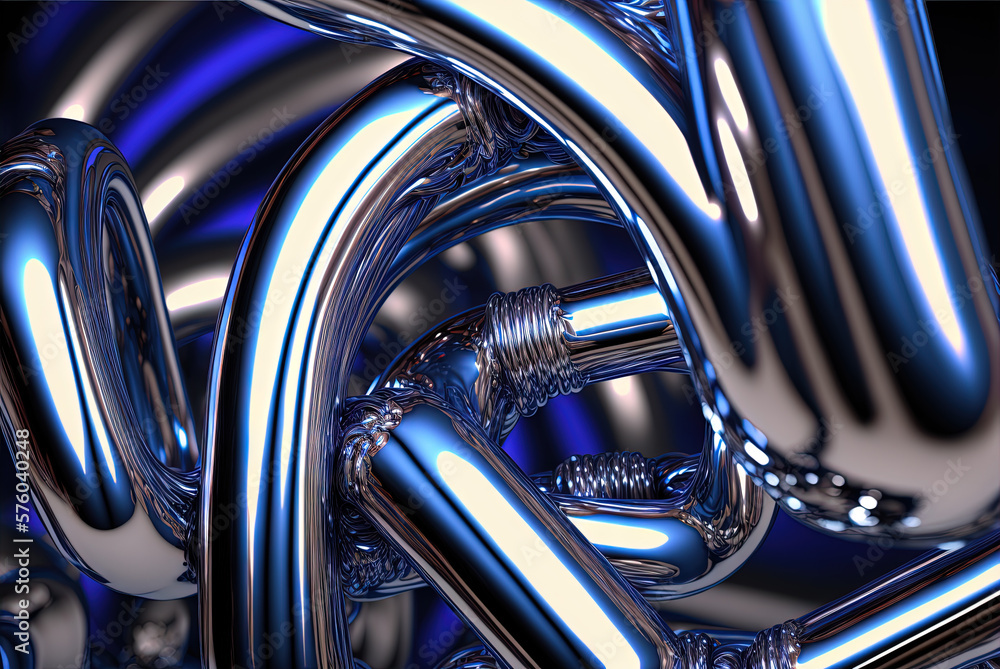 Aufkleber abstract chrome pipes composition. industry themed background with shiny metallic connected pipes. g