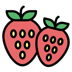 Strawberry filled outline icon style