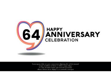 Vector 64th anniversary logo background design with gradient elements heart shape vector illustration 