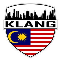 Klang Malaysia Flag Skyline Silhouette Klang Malaysia Lover Travel Souvenir Sticker Vector Illustration SVG EPS AI