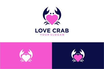 love logo design with  crab inspiration - obrazy, fototapety, plakaty