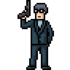 Fototapeta premium pixel art man spy gun