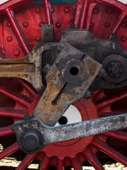 Obraz na płótnie Canvas The wheel of an old steam locomotive