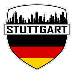 Fototapeta premium Stuttgart Germany Flag Skyline Silhouette Stuttgart Germany Lover Travel Souvenir Sticker Vector Illustration SVG EPS AI