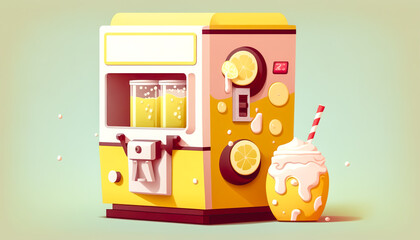 Colored creative vintage beverage machine, generative AI.