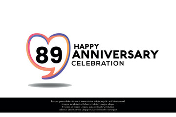 Vector 89th anniversary logo background design with gradient elements heart shape vector illustration 