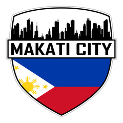 Makati City Philippines Flag Skyline Silhouette Makati City Philippines Lover Travel Souvenir Sticker Vector Illustration SVG EPS AI