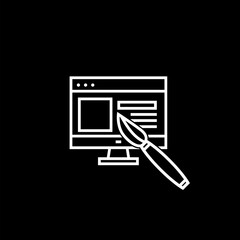 Web settings line icon isolated on black background. 