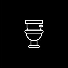 Line Toilet bowl icon isolated on black background.