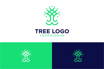 tree logo design with technology