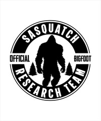 Sasquatch research team bigfoot illustration vector tshirt design - obrazy, fototapety, plakaty