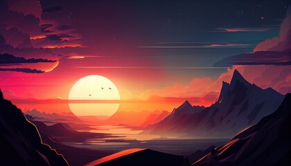 Sunrise in the mountains, Generative Ai