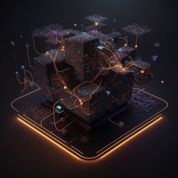Netzwerk Illustration. Visualisierung eines Daten Netzwerks. Generative KI.