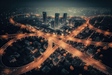 Fototapeta na wymiar Aerial View of Beijing Smart City Skyline. Photo generative AI