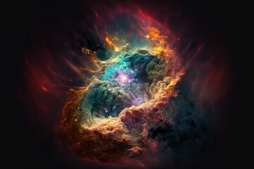 Fototapeta Abstract space endless nebula spiral galaxy background. Star system, gravity, astronomy, black hole, high resolution, art, generative artificial intelligence obraz