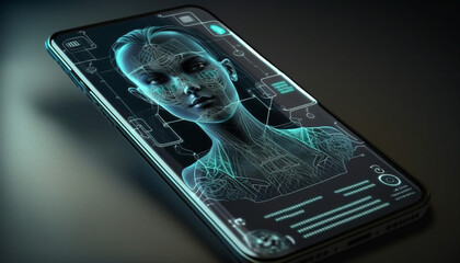 Ai robot on a phone in human form, Generative AI