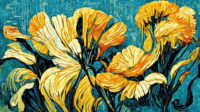 Post-expressionism style flowers