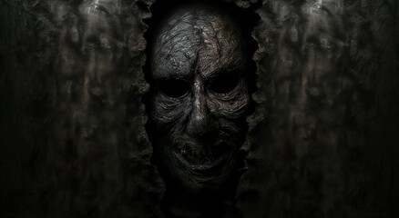 Background with scary face on the wall, horror texture for background Generative AI