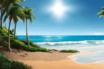 Obraz na płótnie Canvas Beautiful summer background with beach. Generative AI