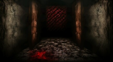 Fototapeta na wymiar Scary cursed corridor, horror texture for background Generative AI