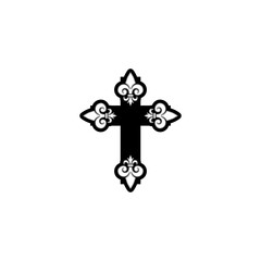 Cross icon. Simple style Christian religion icon isolated on white background. 