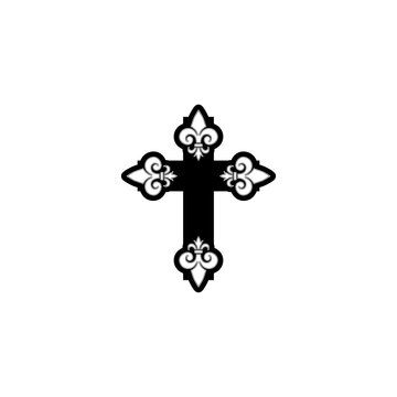 Cross icon. Simple style Christian religion icon isolated on white background. 