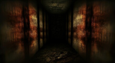 Scary cursed corridor, horror texture for background Generative AI