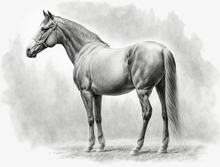 Obraz na płótnie Canvas A horse in black and white pencil drawing