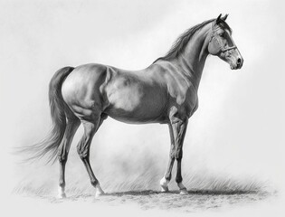 Obraz na płótnie Canvas A horse in black and white pencil drawing